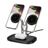 SwanScout iPhone 16 15 için Kablosuz Şarj Cihazı, SwanScout 706M, iPhone 14/13/12 Serisi için Çift Manyetik Şarj Cihazı, AirPods Pro 2, AirPods 4/3rd için Şarj İstasyonu (Siyah)