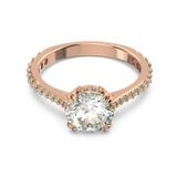 Swarovski 5642643 52 Constella Round Pave Princess Cut Beyaz Pembe Altın Rengi Kaplama Yüzük