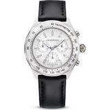 Swarovski 5728378 Dextera Tachymetre Watch, Swiss Made, Leather Strap, Silver Tone, Stainless Steel