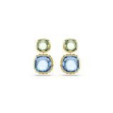 Swarovski Chroma damla küpeler, Yastık kesim, Çok renkli, Altın rengi kaplama