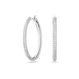 Swarovski Dextera halka küpeler, Pavé, Büyük, Beyaz, Rodyum kaplama