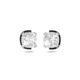 Swarovski Harmonia düğme Küpeler, Yastık kesim, Beyaz, Karışık metal yüzey