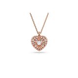 Swarovski Idyllia Kolye, Kristal inci, Kalp, Beyaz, Pembe altın rengi kaplama