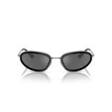 Swarovski Kadın Sk7004 Oval Güneş Gözlüğü, Koyu Gümüş/Siyah/Gri Aynalı Siyah, 55 mm