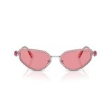 Swarovski Kadın Sk7027 Kedi Gözü Güneş Gözlüğü, Gümüş/Pembe/Pembe, 56 mm