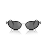 Swarovski Kadın Sk7027 Kedi Gözü Güneş Gözlüğü, Gunmetal/Siyah/Gri Aynalı Siyah, 56 mm