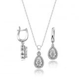 Swarovski Sertifikalı Qr Kod Taşlı Damla Gümüş Kolye Küpe Set