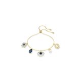 Swarovski Symbolica Bileklik, Kristal inci, Yonca, nazarlık ve at nalı, Mavi, Altın rengi kaplama