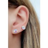 Swarovski Taşlı 925ayar Gümüş Tek Taş Küpe 7mm