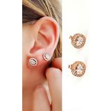 Swarovski Taşlı 925ayar Gümüş Üzerine Rose Altın Kaplama Oval Tek Taş Küpe