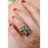 Swarovski taşlı gümüş rose yüzük