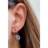 Swarovski taşlı Kök yakut taşlı gümüş otantik küpe
