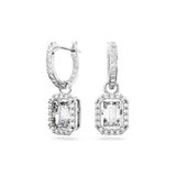 Swarovski Una damla küpeler, Sekizgen kesim, Beyaz, Rodyum kaplama