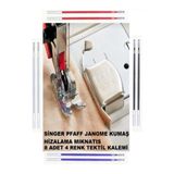 Swart SİNGER PFAFF 8 ADET 4 RENK ISI İLE UÇAN TEKSTİL KALEMİ VE KUMAŞ HİZALAMA MIKNATISLI SİPER SETİ