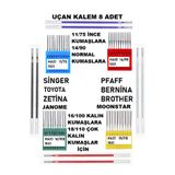Swart SİNGER PFAFF ZETİNA BROTHER JANOME 40 ADET FARKLI NUMARA İĞNE VE 8 ADET ISI İLE UÇAN KALEM