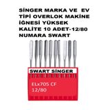 Swart SİNGER VE TÜM EV TİPİ OVERLOK MAKİNELERİ İÇİN 12/80 - 10 ADET OVERLOK MAKİNE İĞNESİ