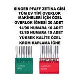 Swart SİNGER VE TÜM EV TİPİ OVERLOK MAKİNELERİ İÇİN 12/80 VE 14/90 NUMARA 20 ADET OVERLOK MAKİNE İĞNESİ