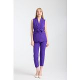 Swass Violet Kuşaklı Yelek Ve Yüksek Bel Mor Pantolon Takım