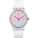 Swatch Polawhite Kadın Kol Saati 41 mm Şeffaf Kasa 3 ATM Beyaz Kordon