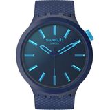 Swatch SB05N113 Indigo Glow Erkek Kol Saati 3 ATM Suya Dayanıklı Lacivert Silikon Kordon ve Kasa