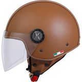 Sway 701 Yarım Deri Kaplı Kahverengi Yazlık Kask