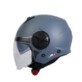 Sway 737 Şeffaf Vizörlü Güneş Gözlüklü Yarım Motosiklet Scooter Kaskı M Beden Mat Gri