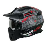Sway X2 Tokyo Trooper Modüler Full Face Çene Açılır Motosiklet Kaskı 2Xl Beden Siyah Kırmızı