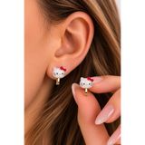 Sweet bunny Hello Kitty Sıkıştırmalı Küpe | Deliksiz Kulak Klipsli Küpe | Çocuk ve Yetişkin Uyumlu Gold Renk