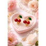 Sweet bunny Kiraz Figürlü Altın Renk Klips Küpe – Eğlenceli & Şık Tasarım Deliksiz Kulaklar İçin Çocuk Küpe