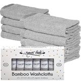SWEET CHILD Bambu Bebek Bezleri (Bonus 8'li Paket) - Bebeğin Hassas Cildi için Premium Ekstra Yumuşak ve Emici Havlular-Mükemmel 25,4 cm x 25,4 cm - Mükemmel Bebek Duşu/Hediye Listesi (25,4 cm x 25,4 cm, Gri)
