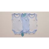 Sweet Cotton Atlet 3'lü Body Pamuklu Desenli Çıtçıtlı Zıbın - 9 - 12 Ay - 04G-Mavi