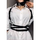 Sweet Demon Kadın Belden Ayarlı Bağlamalı Deri Korse Kemer Ve Choker Tasma Takım Siyah