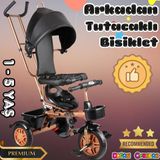Sweet Gold Arkadan Tutacaklı Bisiklet Siyah - Üç Tekerli İtmeli Bisiklet - Ebeveyn Kontröllü Bisiklet Bebek Bisikleti