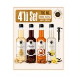 Sweet Heaven Kahve Şurubu 700 ML 4’lü Set – White Chocolate, Chocolate, Caramel ve Vanilla + Pompa Hediyeli