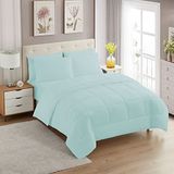 Sweet Home Collection 5 Parça Yorgan Seti Çanta Düz Renk Tüm Sezon Yumuşak Kuş Tüyü Alternatif Battaniye ve Lüks Mikrofiber Yatak Çarşafları, Aqua, Twin XL