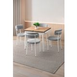Sweet Home Masa Sandalye 4 Kişilik Yandan Açılır Mutfak Gri Metal Sandalyeli Modern Yemek, Mutfak Ve Salon Masası