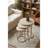 Sweet Home Masa Sandalye Dünya Zigon Mdf Sehpa 3'lü Set, Metal Ayak, İç İçe Geçebilir
