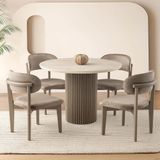 Sweet Home Masa Sandalye Hilton Yuvarlak Açılır Mdf Masa 4 Adet Nergis Sandalye Takımı Cappicino