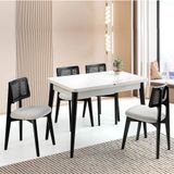 Sweet Home Masa Sandalye Kelebek Milano Mdf Açılır Masa 4 Adet Kuzey Sandalye Takımı Beyaz