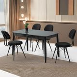 Sweet Home Masa Sandalye Milano Mdf Ortadan Açılır Masa 4 Adet Ece Sandalye Takımı Koyu Gri