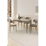 Sweet Home Masa Sandalye Milano Mdf Ortadan Açılır Masa Cappicino 4 Adet Gözde Sandalye Takım