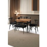 Sweet Home Masa Sandalye Mini 60 x 100 Milano Mdf Ortadan Açılır Masa 4 Ad Çapraz Sandalye 1 Ad sırtsız Mini Bench