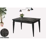 Sweet Home Masa Sandalye Yanlardan Açılır 60 x 90 Yakamoz Arda Masa Topkapı Ayak Mutfak,Salon,Yemek Odası Masası Siyah Mermer