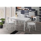 Sweet Home Sabit 70x120 Beyaz Masa + 4 Adet Çapraz Sandalyetakım