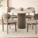 Sweet Home Yuvarlak Açılır Hilton MDF Masa ve Ahşap Gürgen Nergis Sandalye Takım Cappicino