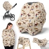 Sweet Jojo Designs Batı Kovboy Erkek Bebek Bebek Araba Koltuk Kılıfı Emzirme Emzirme Alışveriş Arabası Bebek Arabası Gölgelik - Kahverengi Kırmızı Güney Ülkesi Çikolata Mavi ve Beyaz Vahşi Batı At
