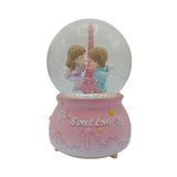 Sweet Love Paris Eyfel Kar Küresi Pembe Müzikli ve Işıklı 13cm