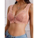 Sweet Sauna Kadın Bonny Push Up Sütyen Önden Agraflı Pedli Bralet Çiçek Desenli Dikişsiz Dantel Detaylı Sütyen - Pembe
