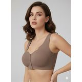 Sweet Sauna Lazer Kesim Önü Düğmeli Dikişsiz Görünmez Agraflı Çıkarılabilir Pedli Askılı Hayalet Bralet Sütyen - Vizon