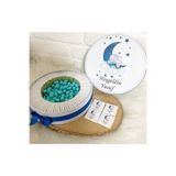 Sweet Story 80 Adet+ 200 Gr Drajeli Lacivert Ayda Uyuyan Fil Temalı İsme Özel Hoşgeldin Erkek Bebek Hediyelik Çikolata